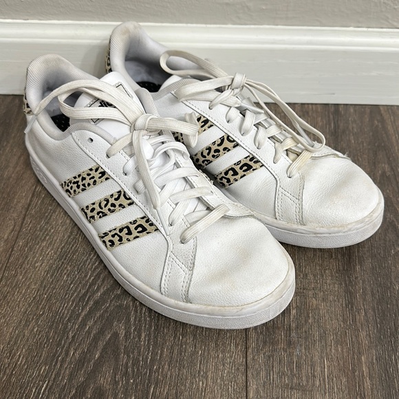 adidas Shoes Adidas Womens Grand Court Leopard Tennis Shoes White